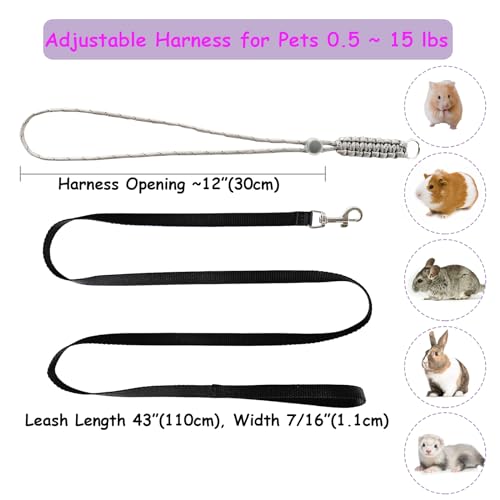 Handmade Figure 8 Harness and Leash for Ferrets/Guinea Pigs/Rats | Adjustable, Lightweight & Safe | Fits Small Animals: Bunnies/Bearded Dragons/Chinchillas/Reptiles/Birds/Squirrels/Rabbits - color: Blue+Pink