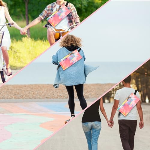 Esmorah Bearded Dragon Carrier and Leash Harness with Wings, Small Animal Sling Carrier and Reptile Carrier, Lizard Adjustable Harness and Sling Bag for Outdoor Travel Walking Rest - color: Rainbow Red + Pink Wing Leash