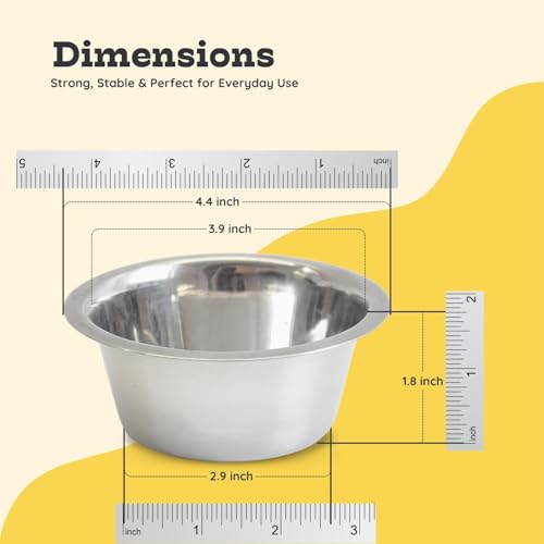 2 Pack Shallow Stainless Steel Cat & Dog Bowls, 1 Cup (8 oz) Each, Heavy Duty Small Pet Only Puppy Kitten & Birds Feeder Replacement Bowl, Rust Resistant Metal Cat Dishes for Food & Water - size: 1 Cup (8 oz)