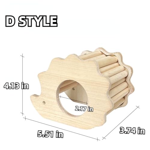 Hamster Wooden Hideout House Natural Wood Pet Rats Climbing Play Hut Hideaway Room for Small Chicken Hedgehogs Chinchilla Habitat Pet Cage Accessories (D) - style: D