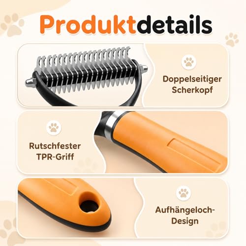 Pet Grooming Brush, Pets Knotted Dog Grooming, Pets Knotting Comb, Professional Pet Deshedding Brush, Deshedding Comb Fur Brushes, Shedding Brushes For Dogs And Cats (Orange) - color: Orange