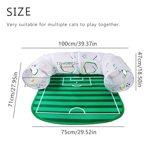 BAMY Football Cat Tunnel Bed, Collapsible Pet Tunnel Tubes Toys with Removable Mat for Summer Indoor Outdoor Ferret(Football) - color: Football
