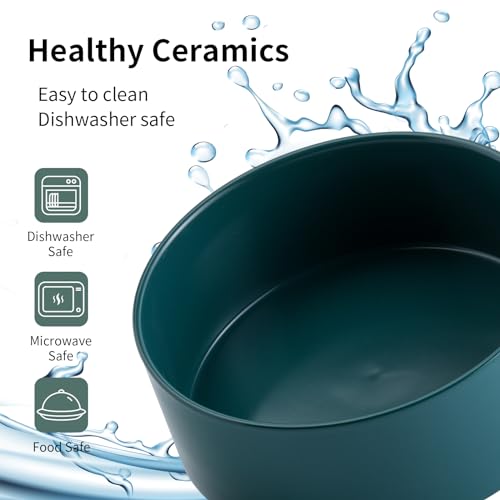 Green Raised/Elevated Ceramic Dog Bowl for Small Medium Sized Breeds,Dog Food Water Bowl with Stand,6 in Non Slip Heavy Pet Feeding Dish 3.6 Cups/ 850 ml /28 OZ - color: Green, size: 6 in