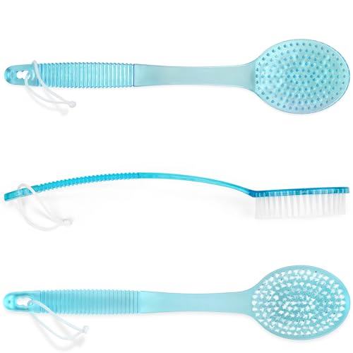 Shower Scrubber Brush, Long Handle, Blue (1 Pack) - color: Blue