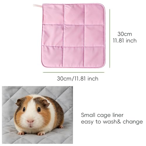 4 Pcs 12"x12" Guinea Pig Cages Liners Washable, Absorbent Pee Pads for Small Animals, Reusable Guinea Pigs Bedding for Bunny Cage(Grey,Green, Pink, Blue)