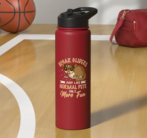 Australia Marsupial Wildlife Animal Lover Sugar Glider Stainless Steel Insulated Water Bottle - color: Red
