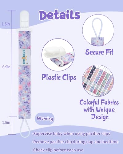 babygoal Flower Pacifier Clips, 8 Pack Binky Paci Holder Clips Fits for Most Baby Pacifiers and Binkies - color: Flowers 01