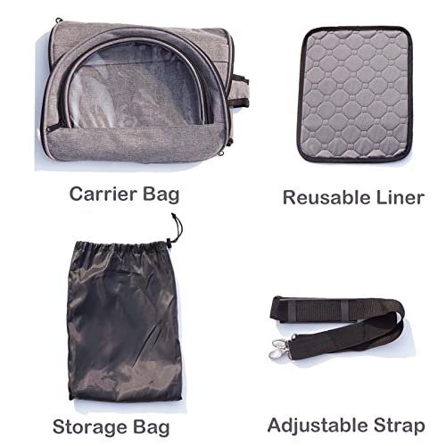 Bunny Carrier, Portable Small Pet Bag with Water Bottle Holder | Breathable carrier, lightweight, leak-proof liner, vet appointments& outdoor trips, fits rabbits, guinea pigs, bearded dragon - size: Large