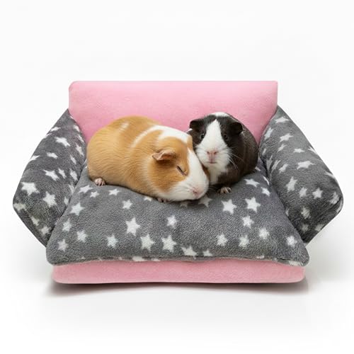 Guinea Pig Sofa Bed, Washable Soft Fleece Small Animal Sleeping Bed | Cute Star Pet Cage Bedding Accessories for Guinea Pig, Rabbit, Bunny, Chinchilla, Hedgehog