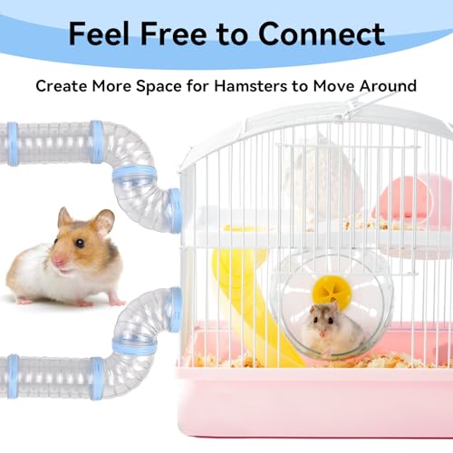 8 Hamster Tube Set, Clear Hamster Tunnel Tube Kit DIY Small Animal Toy Tube Adventure External Accessories Syrian Dwarf Mouse Rat (Blue)
