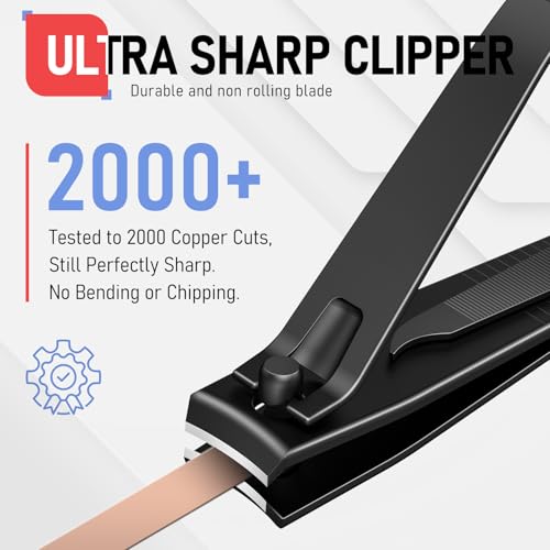 firiKer Nail Clippers with Nail File,Fingernail Clipper,Toe Nail Clippers | Nail Clipper Set (Black), Large for Toenails,Small for Fingernails, Used Separately, Ideal Gift for Men and Women - color: Black