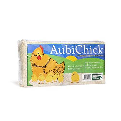 AubiChick High Grade French Hemp Bedding, 44lb (400L) Jumbo Bulk Bag for Chickens, Ultra Absorbent, Designed for Chicken Coop Bedding and Comfort of Birds, Poultry, Hairless Pets, Easy Manure Removal