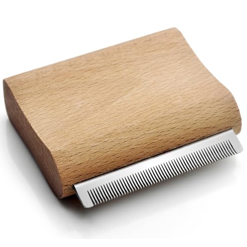 cat brush for shedding, Rabbit brush with Ergonomic wooden Handle-Deshedding Brush for Cats & Cat Comb Tool for Detangling and Remove excess hair, Fur, dirt, etc (S (3 Inch)) - size: S ( 3 Inch )
