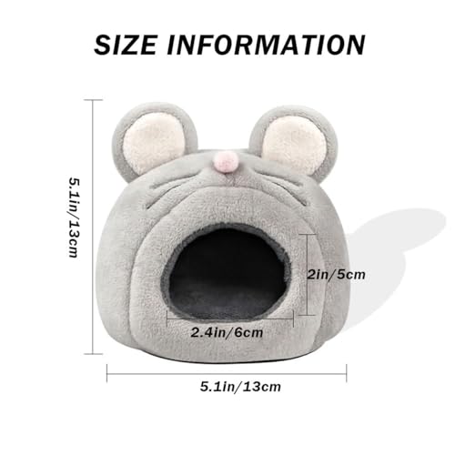 MANON ROSA Hamster Bed Cave Hideout & Heating Pad USD Adjustable Temperature Warm Winter House Pet Cage Accessories for Small Animals Chinchilla Guinea Pig Hedgehogs (Gray Mouse)