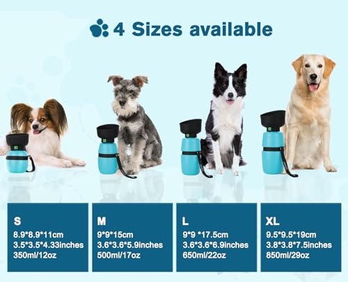 Pecute Portable Dog Water Bottle, 2 in 1 Cat Dog Travel Water Bottle Bowl Leakproof with Double Seal, BPA Free, Lightweight, Pet Small Animal Water Bottel Dispenser for Outdoor Walking Hiking Travels | Leakproof, BPA Free, Lightweight, Puppy Walking Water