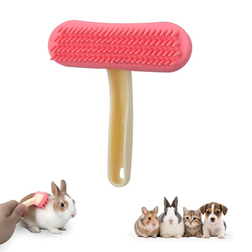 Guinea Pig and Bunny Brush, Beauty Silicone Brush, Soft Smoothing Dog Brush, Shedding Season Helps Untangle Mats and Comb Loose Fur for Chinchillas, Rabbits, Guinea Pigs and Puppies (Pink) - color: Pink