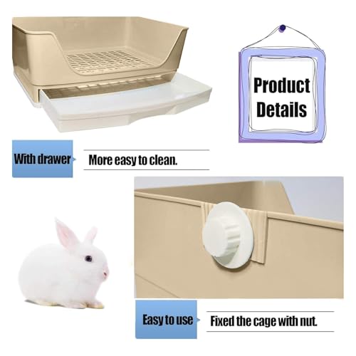 kathson Large Rabbit Litter Box Trainer, Potty Corner Toilet with Drawer Bigger Pet Pan for Adult Hamster, Guinea Pig, Ferret, Galesaur, Bunny and Other Animals (Brown) - size: Brown
