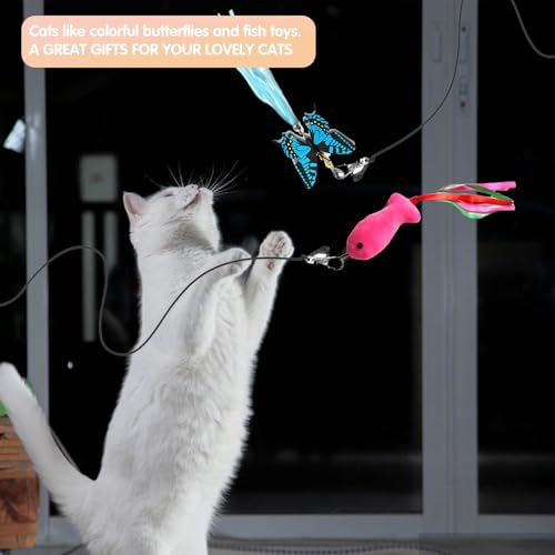 Retractable Cat Toy Wand 12 Packs Interactive Cat Feather Toys | , 9 Assorted Teaser Refills with Bell for Kitten (Pink) - size: 12 PCS