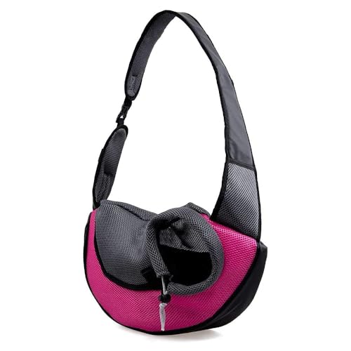 Kucehiup Pet Sling Carrier Travelling Hands-Free Puppy Backpack - color: Rose Red