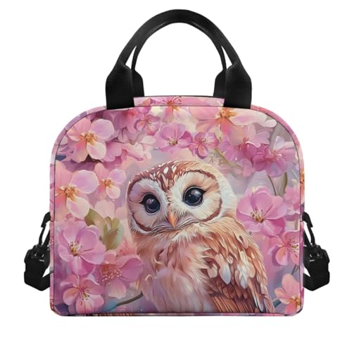 Pink Cherry Owl 2Nd Grade Backpack for Boys Girls Bookbag with Lunch Box Water Bottle Sleeves and Lightweight Pencil Case 4 in 1 School Bag with Compartment Back Packs for Daily Life - color: Pink Cherry Owl