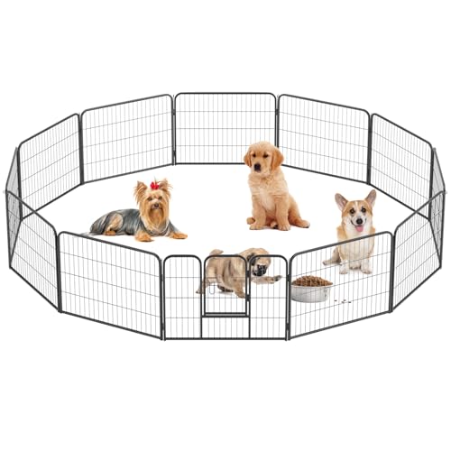 BestPet | Dog Playpen | 24 Inch, 12 Panels | Heavy Duty Metal Pet Exercise Pen | Indoor Outdoor Fence Panels | Rust-Resistant, Removable, Tool-Free Setup | Anti-Skid, Expandable Design - style: 12 panels