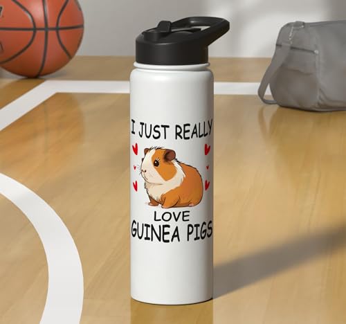 I just really love guinea pigs, Cute Guinea pig Stainless Steel Insulated Water Bottle - color: White