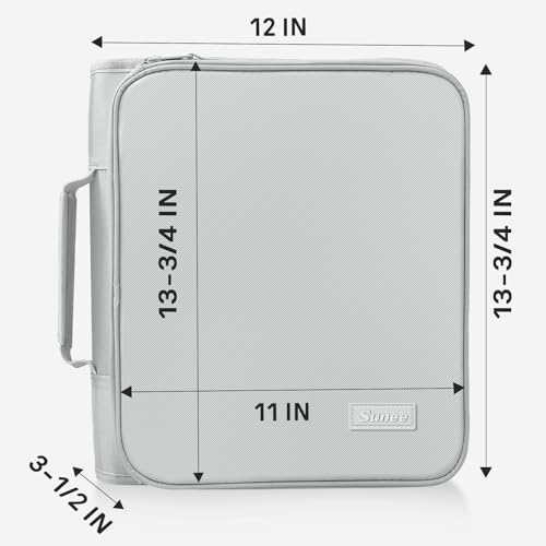 SUNEE Zippered Binder Bag with Handle, 2-Inch 3-Ring O-Ring, 500-Sheet Capacity, Includes Zip Pocket, 5-Tab Expanding File Folder, Multi-Pocket Organizer Binder for Middle School, Light Grey - color: Light Grey