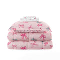 Berkshire LIG Printed Reversible Microfiber Comforter Set–5-Piece, Ultra Soft All-Season Bedding, Wrinkle & Fade Resistant, Twin, Cherry Bows Blush - color: Cherry Bows Blush, size: Twin
