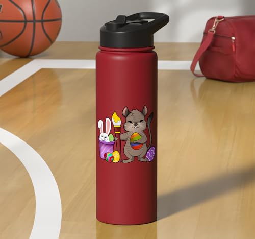 Cute degu painting Easter eggs Stainless Steel Insulated Water Bottle - color: Red
