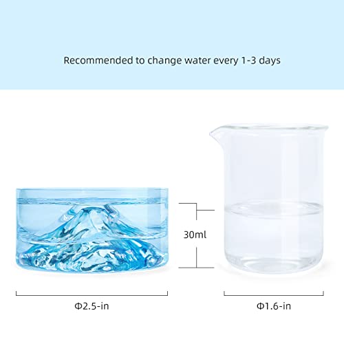 Niteangel Hamster Feeding & Water Bowl- 50ml Capacity & No Wet Fur for Pet | Chew Proof - Mount Fuji Series Glass Drinking Bowls for Dwarf Syrian Hamsters Gerbils Mice Rats or Other Similar-Sized Pets