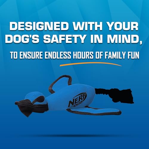 Nerf Dog Large Nylon Launching Duck with Interactive Design, Blue (3473), for All Breed Sizes - color: Blue