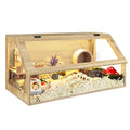 PROLEE Hamster Cage Large Chewproof, 40" x 20" x 20" Sloped Mice and Rat Habitat with Clear View, Solid Built with Lockable Design and Openable Top (White Oak) - color: White Oak
