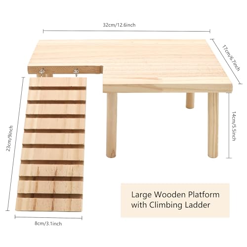 Hamster Wooden Platform with Legs, Large | Small Animal Climbing Ladder, Standing Rat Guinea Perch, Chew Toy, Cage Accessories - color: Platform-Large