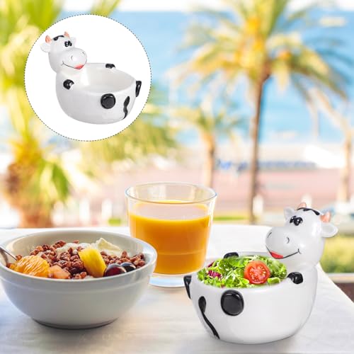 ABOOFAN Animal Shaped Ceramic Bowl Lightweight Cartoon Cow Design Food Container for Dessert Breakfast Snacks Fruit Salad Pasta Soup 5.51X3.54X4.25 Inch