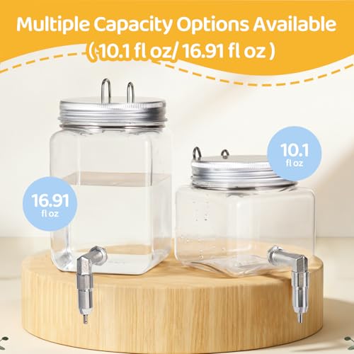 Bird Water Dispenser No Drip 10oz – Leak Proof Small Animal Water Bottle with Stainless Steel Needle Valve & 180° Rotatable Bracket for Parakeet Hamster Mouse Sugar Glider Gerbil