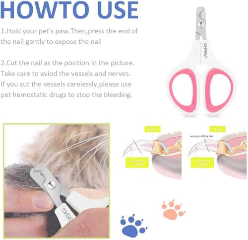 Pet Nail Clippers, Update Version Cat & Kitten Claw Nail Clippers for Trimming, Professional Pet Nail Clippers Best for a Cat, Puppy,Rabbit, Kitten & Small Dog,Sharp & Safe (Pink) - color: Pink