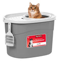 IRIS USA Large Top Entry Cat Litter Box, Hooded Privacy, Gray/White | Multi-Cat Households, Dog Proof Pan, Protected Interior, Enclosed Top Access, Reduced Tracking, Odor Trapping - color: Gray w/ Scoop
