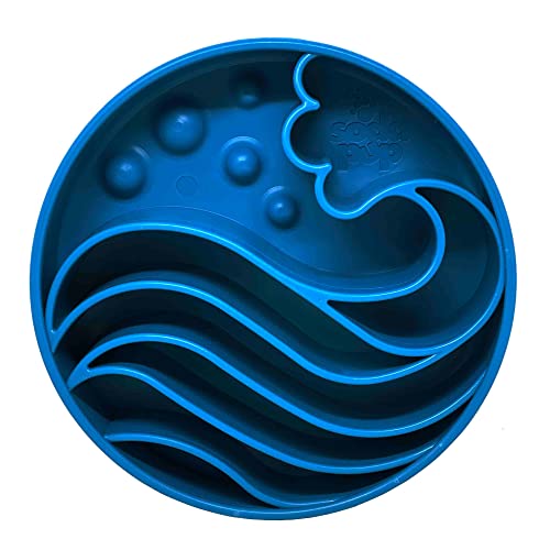 SodaPup Wave Enrichment Bowl – Durable Enrichment Slow Feeder Bowl Made in USA from Non-Toxic, Pet-Safe, Food Safe Material for Mental Stimulation, Slowing Down Eating, Healthy Digestion, & More - color: Blue Wave eBowl