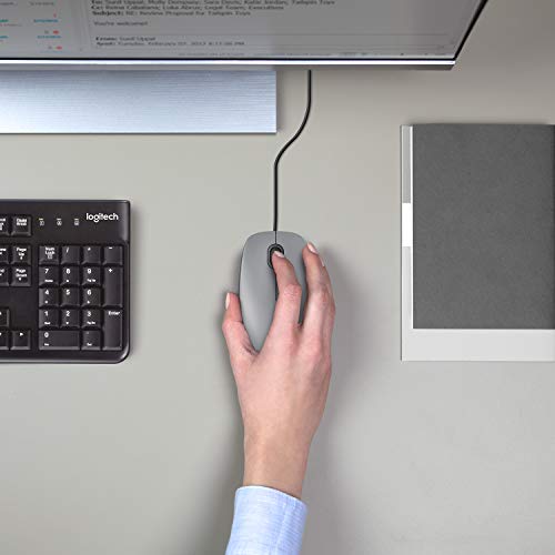 Logitech M110 Wired USB Mouse, Silent Buttons, Comfortable Full-Size Use Design, Ambidextrous PC/Mac/Laptop - Grey - color: Grey