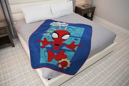 Jay Franco Kids Plush Throw Blanket – Soft & Cozy Fleece Throw for Bedroom & Couch Décor, Official Licensed Product, Blue - Spidey & Friends, 46x60 - Throw Blanket - color: Blue - Spidey & Friends, size: 46x60 - Throw Blanket