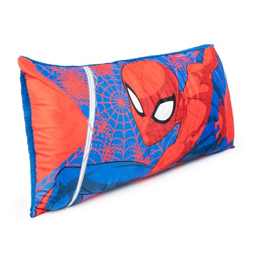 Jay Franco Spiderman Body Pillow Cover - Plush Bed Pillow Cover Measures 36 x 18 Inches, with Sherpa Backing - Kids Super Soft Bedding - color: Red - Spiderman