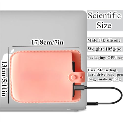 Reusable Compact Silicone Mouse Pouch for Laptop, Mouse Holder for Wireless Mouse, Mouse Sleeve for Laptop with Strong Suction for iPad/MacBook Use (Pink)