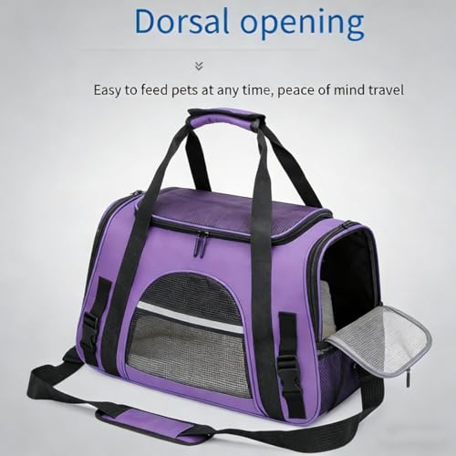 Cat Carrier Bag, Airline Approved Soft Carrier for Cats & Small Dogs | Airline approved pet carrier for pets under 15lb, breathable mesh with privacy cover, lightweight, foldable & washable - color: Purple