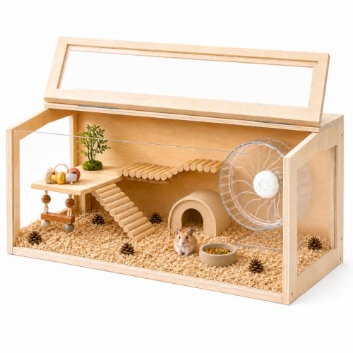 Large Hamster Cage,Transparent Habitat with Openable Top,40x20x20 Inch | Transparent Panels,Openable Top for Convenient Access,Suitable for Hamsters and Gerbils - size: 40.0"L x 20.0"W x 20.0"H