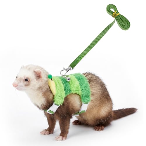 Ferret Harness and Leash Set Small Animals Vest Harness | with Safe Bell, Walking Clothes, for Baby Rabbit, Guinea Pig, Teacup Chihuahua, Mouse, and Other Small Pets