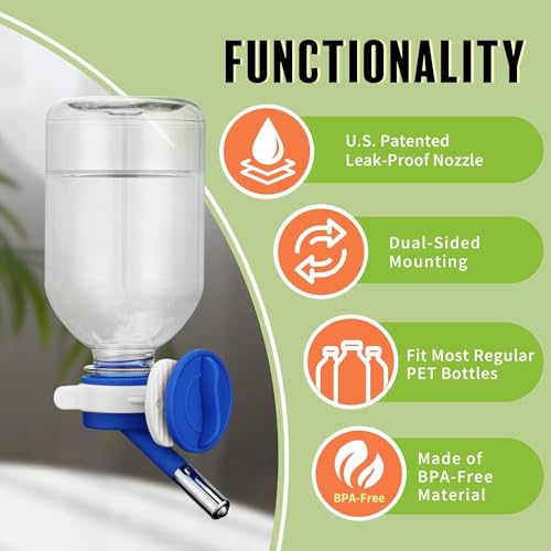 Choco Nose No-Drip Small Animal Water Bottle - Leak-Proof Patented Nozzle Helps Prevent Cage Mess & Wet Bedding - Hamster, Hedgehog, Mouse, Glider, Gerbil - BPA Free, Cage Mount, 10.2 fl oz (C125) - color: C125 Blue, size: Hamsters-Hedgehogs-Sugar Gliders