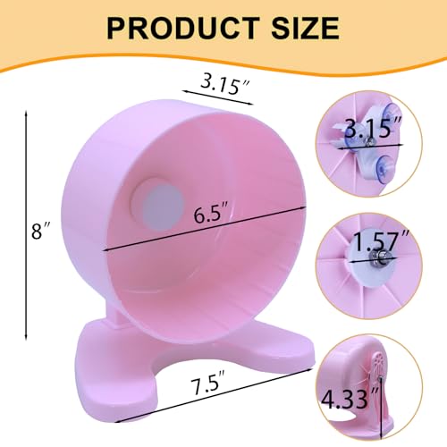 Hamster Wheel, 6.5" Super-Silent Exercise Wheels, Dual-Bearings Quiet Spinner Running Wheels, 3 Installation Methods, Fits Any Hamster Cage, Hamsters Toy for Dwarf Hamsters, Gerbils, and Small Pets. - color: Pink, size: Small
