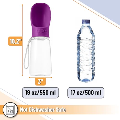 Mr. Pen- Portable Dog Water Bottle, 19 oz, Large | Leak Proof Puppy Water Dispenser with Drinking Feeder for Pets, Outdoor Walking, Hiking, Travel, Not Dishwasher Safe - color: Purple