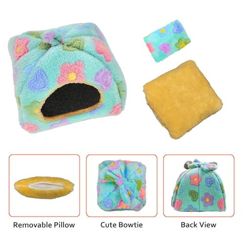 Guinea Pig Bed, Hideout House for Small Animals, Warm & Cozy | Premium Fleece Material, Ideal Bed & Accessories for Hamsters, Chinchillas, Dwarf Bunnies, Hedgehogs. - color: Green, size: M-10" x 10"