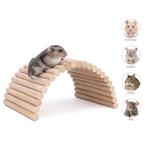 Niteangel Hamster Climbing Ladder Wooden Suspension Bridge for Guinea Pigs Rats Hedgehog Gerbils Mouse Sugar Glider and Other Small Animals (Small) - size: 11.4" x 5.9"